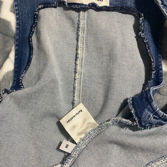 Reformation Raquel top denim crop button SZ 00 - Picture 4 of 4